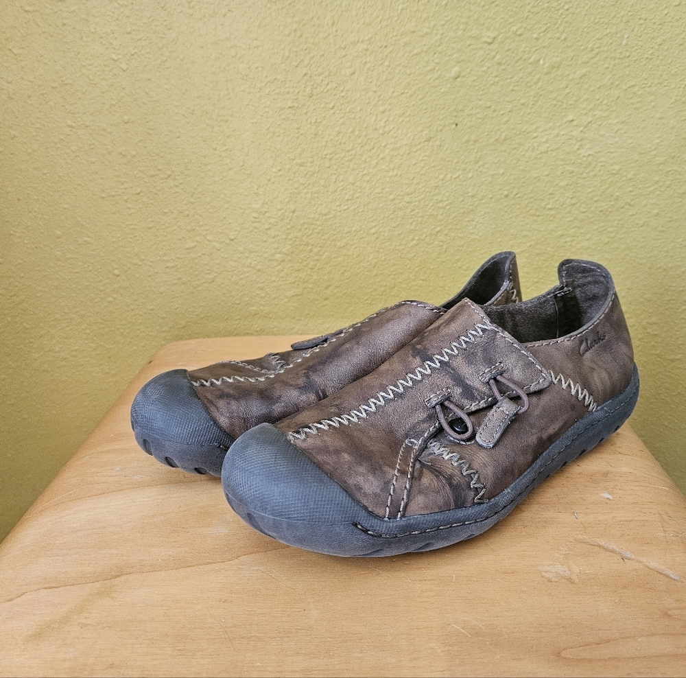 Clarks Brown Leather Womens Loafers